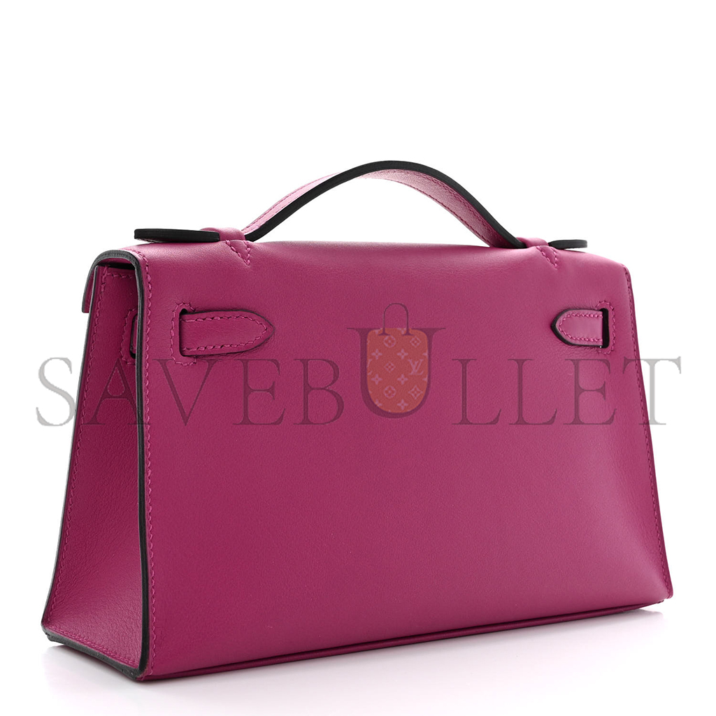 HERMÈS MASTER SWIFT KELLY POCHETTE CLUTCH ROSE POURPRE (22*14*7cm) 